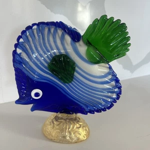 MURANO GLAS TROPISCHE FISCHE AUF GLASSOCKEL 8" HOCH - Bild 1 von 6