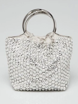 Bolso Cubo Valentino Plateado Lentejuelas Adornado Satén Llevar Secretos Foto 1 de 4