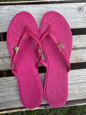 MICHAEL KORS MK JELLY Hot Pink Flip Flop Thong Sandals Read - Image 1 of 4