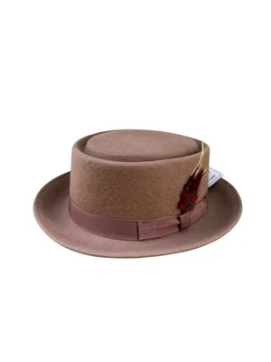 Camel Pork Pie Hat. Capas Headwear. Wool. XL - Image 1 of 4