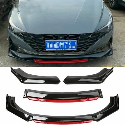 Alerón divisor de labios rojo parachoques delantero negro brillante para Hyundai Elantra 2000-2021 Foto 1 de 4