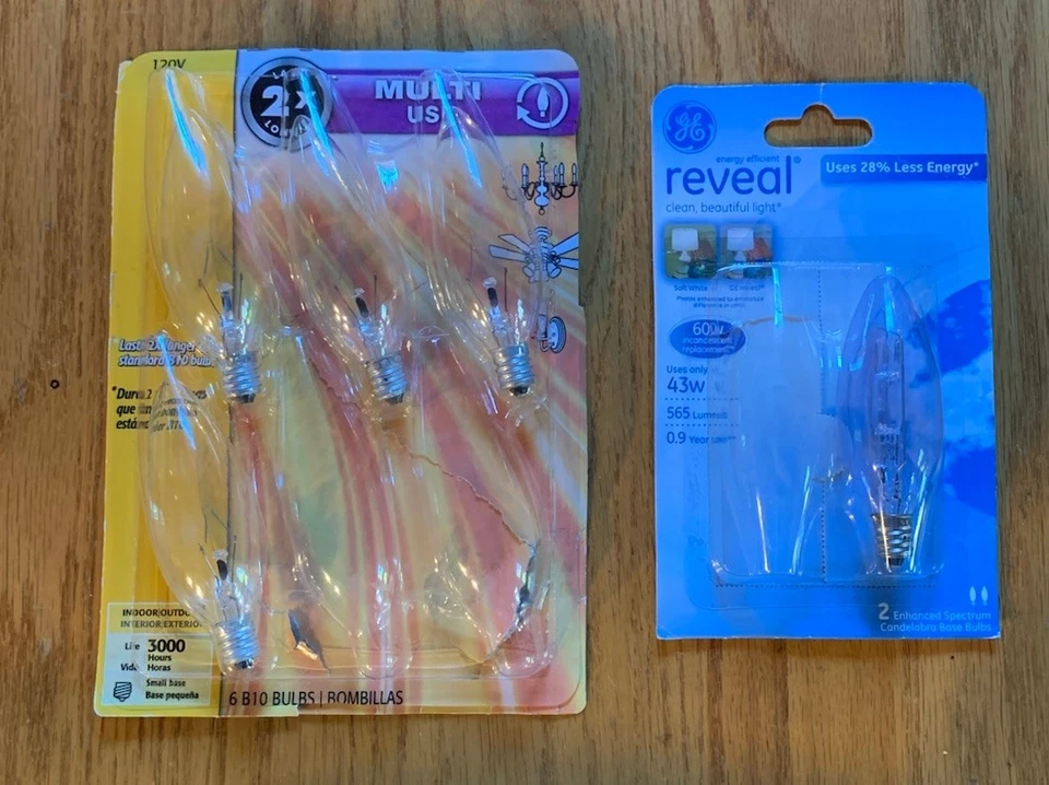 & GE 5 Bulbs 40W Flame Tip Clear BA9 Shape Candelabra Base New Open Container - Image 1 of 4