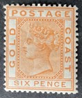 Gold Coast 1876-84 6d orange stamp mint hinged