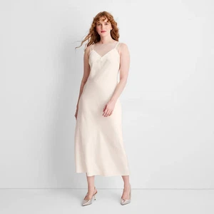 Women's Sleeveless Mixed Media Ankle Slip Dress - Future Collective - Picture 1 of 12