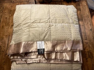KING Northern Nights QVC Cotton Satin Trim Lightweight Down Blanket Tan - Picture 1 of 8