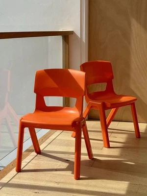2 x Postura+ One Piece Chairs Size 3, 6-7 Yrs, 350mm seat height, Tangerine Fizz - Image 1 of 4