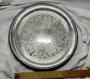 Vintage ca. 12 1/2" Runde Silber Teller Platte/Servierschale - Bild 1 von 5