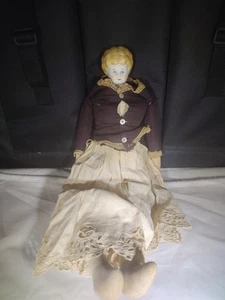 Antica testa di porcellana bionda Germania 16" abbigliamento originale e originale - Foto 1 di 2