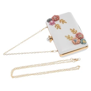 Flower Clutch White Bags for Women Wedding Handbags Women's Evening Formal - Picture 1 of 12