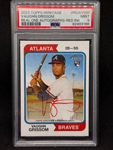 Vaughn Grissom 2023 Topps Heritage Real One Red Ink Auto #ROA-VGM (RC) /74 PSA 9 - Picture 1 of 2