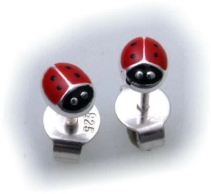 Pendientes pendientes escarabajo mariano plata auténtica 925 macizos pendientes para niños - Imagen 1 de 2