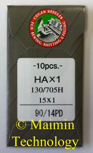 10 90/14 SHARP ORGAN TITANIUM FLAT SHANK 15X1 HAX1 HOME SEWING MACHINE NEEDLES