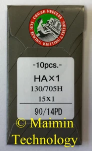 10 90/14 SHARP ORGAN TITANIUM FLAT SHANK 15X1 HAX1 HOME SEWING MACHINE NEEDLES - Picture 1 of 2