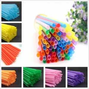 200Pcs Plastic Coloured Drinking Straws Birthday wedding Celebration Disposable - Picture 1 of 15