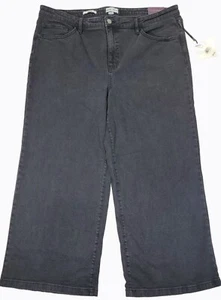 Ava & Viv Womens Plus Black Denim High Rise Relaxed Fit Wide Leg Jeans Size 20 N - Picture 1 of 18