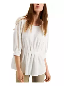 Alfani - Off White Gathered Clinched Front Scoop Neck Top Sz M - Picture 1 of 8