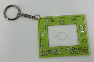 Vintage Good Times Green Framed Phot Picture Keychain Key Ring Fob Collectilbe - Picture 1 of 8