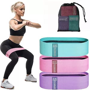 Fabric Cloth Resistance Booty Bands Loop Set of 3 Exercise Workout Gym Fitness - Picture 1 of 19