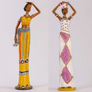 Pair of ceramic women figurines, 14" tall - Picture 1 of 9