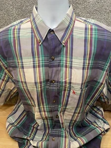 Eddie Bauer Herren Large Tall kariertes Button Down Hemd lila Vogel auf Tasche - Bild 1 von 11