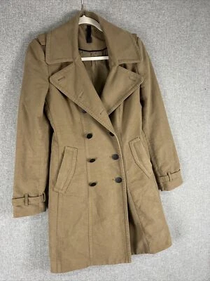 TRAJE MANGO MNG Mujer Talla XS Beige Doble Pecho Abrigo Chaqueta Algodón Cepillado Foto 1 de 4