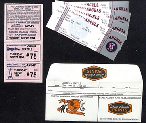 California Angels Tickets 4 Unused 9/22/94 Strike - Game Not Played  - Picture 1 of 2