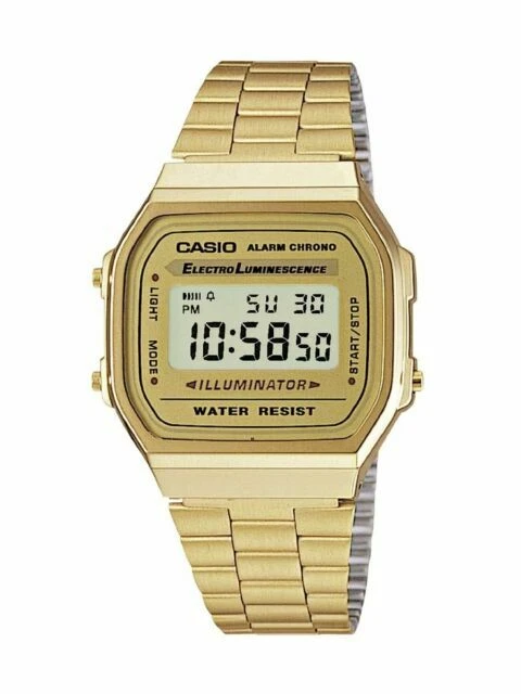 Casio Retro A168WG-9EF 36mm Orologio Digitale per Uomo con Cinturino in Acciaio Inox - Oro