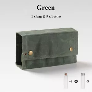 Camping Portable Spice Bag with 9 Mini Jars Canvas Condiments Storage Holder BBQ - Picture 1 of 14