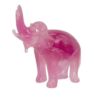 Figura Elefante Piedra Rosa Talla Baúl Buena Suerte Dije Decoración Pequeño - Imagen 1 de 6