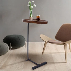C Shaped Small Side Table Narrow End Table for Sofa Bed Bedroom Living Room - Picture 1 of 21
