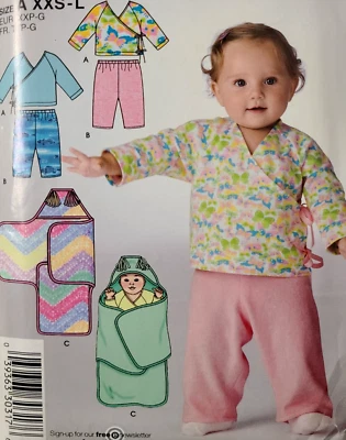 Simplicity 3941 Sew Pattern Girls Babies Newborn Fleece Blanket Wrap Top Pants - Image 1 of 4