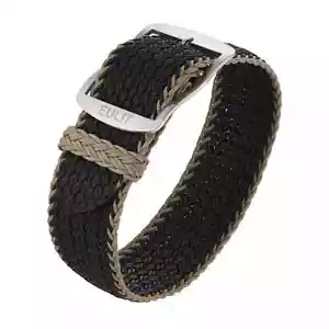 Uhrenarmband Perlon Nylon Schwarz/Beige von Eulit - 20 mm - Ersatz-Armband - Picture 1 of 12