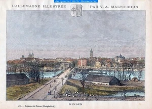 Vedute von MINDEN-Kolor.Holzstich nach H.Clerget aus Malte-Brun 1880 - Picture 1 of 1