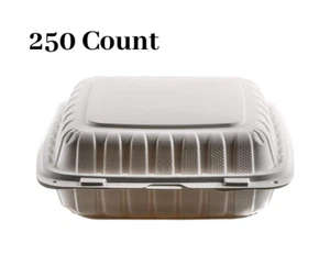 [ 250 Pack ] 3 Compartment Clam Shell Take Out Food Container 9 inch - Picture 1 of 4
