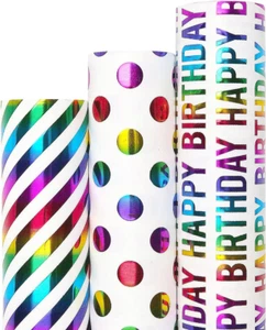 Birthday Wrapping Paper Rolls, Gift Wrapping Paper Mini Roll - 17 in X 10 Ft per - Picture 1 of 8