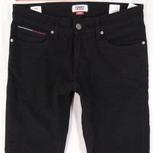 Mens Tommy Hilfiger SCANTON SLIM Stretch Slim Straight Black Jeans W30 L32 - Picture 1 of 7