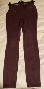TU, Burgundy Velvety Brushed Stretch Cotton Skinny Jeans, 8R - Picture 1 of 6