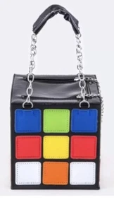 New Rubiks Cube Womens Novelty Purse Cute Bag Multicolor Handbag -80s/90s Party - Picture 1 of 12