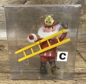 1984 Santa World Kurt Adler Firefighter Santa Ornament North Pole F.D. w/ Ladder - Picture 1 of 16