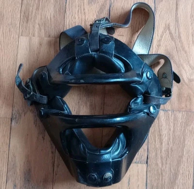 MacGregor Mid Century Baseball Catchers Umpire Face Mask Guard Metal Leather  - Image 1 of 4