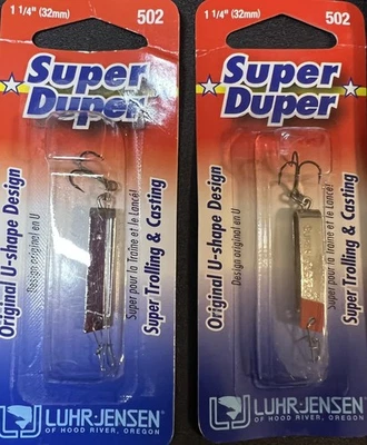 (2) Señuelo de pesca Luhr Jensen Super Duper 502 LATÓN/CABEZA ROJA 1303-502-0130 Foto 1 de 3