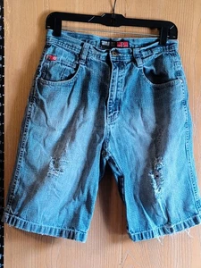 VTG Southpole Blue Jean Shorts Distressed Denim Boys SZ 18 Retro Y2K Jean Shorts - Picture 1 of 11
