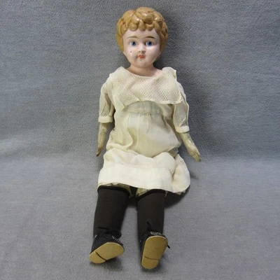 Muñeca cabeza hombro de hojalata antigua JUNO Alemania 6,5 cuerpo de tela 19" Foto 1 de 4