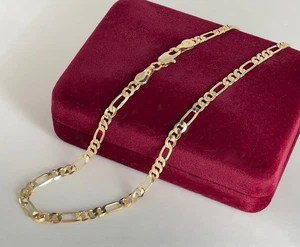Luxus Figarokette Herren Damen 4mm Halskette 585er Gelbgold 14K vergoldet 60cm - Bild 1 von 12