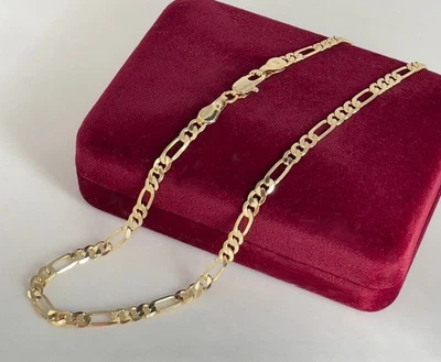 Luxus Figarokette Herren Damen 4mm Halskette 585er Gelbgold 14K vergoldet 60cm - Bild 1 von 4