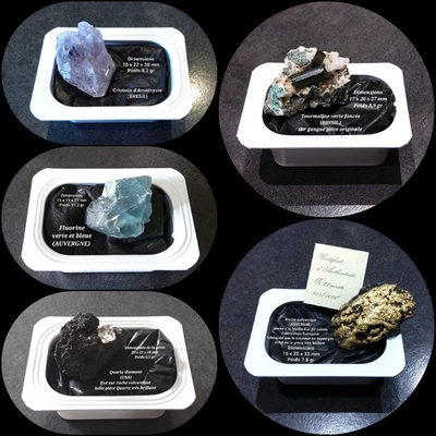 Super lot 5 pièces Quartz diamant Roche Tourmaline verte Améthyste Fluorine - Photo 1/4