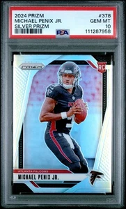 2024 Prizm Silver Michael Penix Jr. #378 PSA GEM-MT 10 Falcons Rookie RC - Picture 1 of 2