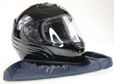 Harley Davidson Casco Cara Completa M Negro Brillo Transparente Protector Barra Protector DOT Ventilaciones Foto 1 de 4