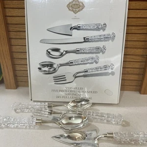 Shannon Crystal by Godinger 5 Piece 24% Lead Crystal Handled Serving Set - Picture 1 of 5