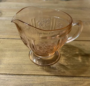 VTG Pink Depression Glass Creamer Cabbage Rose By Federal Glass - Picture 1 of 9